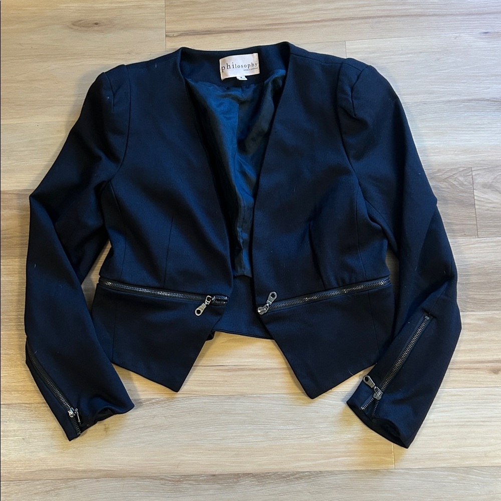 Like New Philosophy Zipper Black Blazer